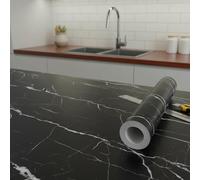 Ambiance - Adhesivo adhesivo para el metro (60 cm x 4 m, adhesivo para cocina, muebles y cuarto de baño, mármol, color negro y blanco