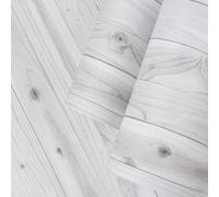 Ambiance - Adhesivo adhesivo para el metro (60 cm x 7 m, adhesivo para cocina, muebles y cuarto de baño, madera blanca-gris), color blanco