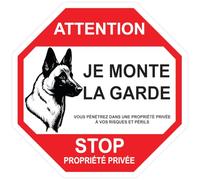 Ambiance - Adhesivo adhesivo para señal de señalización autoadhesiva para perro de guardia, laminado, plastificado, resistente al agua y a los rayos UV, cuidado con el perro de guardia - 17 cm