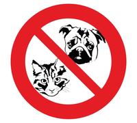 Ambiance - Adhesivo adhesivo para señal de señalización para perros y gatos, laminado, plastificado, resistente al agua y a los rayos UV, prohibido para perros y gatos redondos, 15 cm