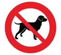 Ambiance - Adhesivo adhesivo para señal de señalización para perros y gatos, laminado, plastificado, resistente al agua y a los rayos UV, prohibido para perros y gatos redondos, 30 cm