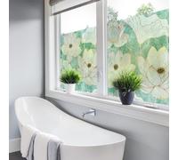 Ambiance - Adhesivo Adhesivo para Ventana antiojos y Ojos de Flores de Loto, Efecto Dorado, Adhesivo para Ventanas y Puertas de Ducha, 40 x 100 cm