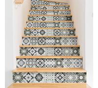 Ambiance - Adhesivo decorativo para escaleras de azulejos de cemento (2 tiras de 12,5 x 87,5 cm)