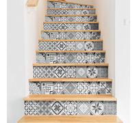 Ambiance - Adhesivo decorativo para escaleras de azulejos de cemento (2 tiras de 12,5 x 90 cm), diseño de Micalina