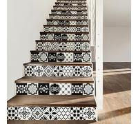 Ambiance - Adhesivo decorativo para escaleras de azulejos de cemento, 2 tiras de 27 x 94,5 cm