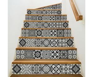 Ambiance - Adhesivo decorativo para escaleras de azulejos de cemento (2 tiras de 34 x 119 cm), diseño de Liana