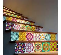 Ambiance - Adhesivo decorativo para escaleras de azulejos de cemento (2 tiras de 35 x 122,5 cm)