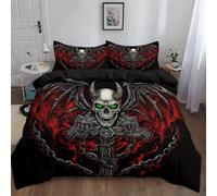 Ambiance de horror - Funda nórdica de 140 x 200 cm, juego de cama esqueleto de horror, estampado recto, liso, transpirable, cremallera, lavable a máquina, ropa de cama decoración
