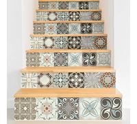 Ambiance Esteban - Adhesivo adhesivo para escaleras de azulejos de cemento (2 tiras de 19,5 x 136,5 cm)