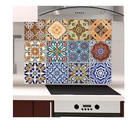 Ambiance-Live 12 Pegatinas Adhesivos carrelages | Adhesivo Adhesivo Azulejos - Mosaico Azulejos de Pared de baño y Cocina | Azulejos Adhesiva - MULTICOULEUR - 10 x 10 cm - 12 Piezas