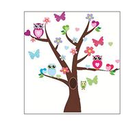 Ambiance-Live Adhesivo Búhos y Mariposas sobre un árbol