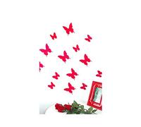 Ambiance-Live Juego de 12 Adhesivos 3D de Mariposas Rojas