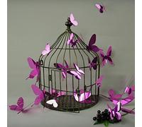 Ambiance-Live Kit de 12 Pegatinas 3D en Forma de Mariposa - Efecto Espejo - Violeta