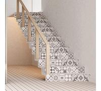 Ambiance Sticker Adhesivos para Baldosas de Escalera Riser Alamo Adhesivo Autoadhesivo para Baldosas de Cemento para Escaleras - 2 tiras de 15 cm x 105 cm