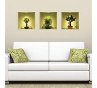 Ambiance Sticker col-3d-bonsai05_30x90 Adhesivo Decorativo para Pared, Vinilo, Multicolor, 30 x 90 cm