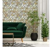 Ambiance Sticker col-mat-RV-A0105_40x40cm Pegatinas de Pared, Acrílico, Parement de Galets Naturel, 40 x 40 cm