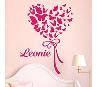 Ambiance Sticker Pegatina con Nombre Personalizado, diseño de Globo de Pompones - Decoración de Pared para habitación Infantil - 2 láminas de 40 x 30 cm y 50 x 30 cm - Fucsia
