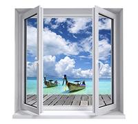 Ambiance Sticker Pegatinas Adhesivas Efecto 3D de Pirogues y Ponton- Decoración de Pared para habitación y salón, 60 x 60 cm