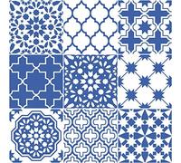 Ambiance Sticker Revestimientos Autoadhesivos para Cocina y Baño Bleu Santorin - 9 Vinilo Azulejos de 20 x 20 cm