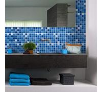 Ambiance Sticker Revestimientos Autoadhesivos para Cocina y Baño Mosaïques Nuance de Bleu - 9 Vinilo Azulejos de 20 x 20 cm