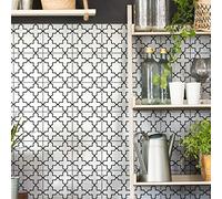 Ambiance Sticker Revestimientos Autoadhesivos para Cocina y Baño Noir et Blanc - 9 Vinilo Azulejos de 20 x 20 cm