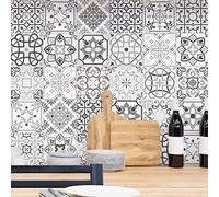 Ambiance Sticker Revestimientos Autoadhesivos para Cocina y Baño Nuances de Gris Bari - 9 Vinilo Azulejos de 15 x15 cm