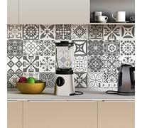 Ambiance Sticker Revestimientos Autoadhesivos para Cocina y Baño Nuances de Gris Varsovie - 9 Vinilo Azulejos de 15 x15 cm