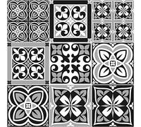 Ambiance Sticker Revestimientos Autoadhesivos para Cocina y Baño Ornements Nuance de Gris - 9 Vinilo Azulejos de 20 x 20 cm