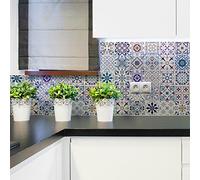 Ambiance Sticker Revestimientos Autoadhesivos para Cocina y Baño Riviera - 9 Vinilo Azulejos de 10 x 10 cm