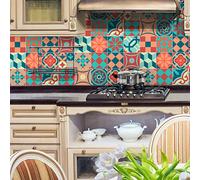 Ambiance Sticker Revestimientos Autoadhesivos para Cocina y Baño Style Vintage Coloré - 9 Vinilo Azulejos de 20 x 20 cm