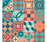 Ambiance Sticker Revestimientos Autoadhesivos para Cocina y Baño Style Vintage Coloré - 9 Vinilo Azulejos de 10 x 10 cm