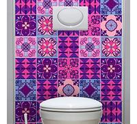 Ambiance Sticker Revestimientos Autoadhesivos para Cocina y Baño Violet Byzantine - 9 Vinilo Azulejos de 20 x 20 cm
