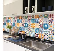 Ambiance Sticker Vinilos Autoadhesivos, Decoración de Paredes, Adhesivos de Azulejos para Baño y Cocina Azulejos Leopoldo - 60 Vinilo Azulejos de 15 x 15 cm