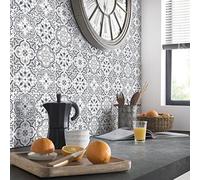 Ambiance Sticker Vinilos Autoadhesivos, Decoración de Paredes, Adhesivos de Azulejos para Baño y Cocina Baldosas de Cemento Authentiques Marianna - 9 Vinilo Azulejos de 20 x 20 cm