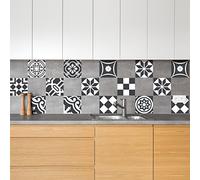 Ambiance Sticker Vinilos Autoadhesivos, Decoración de Paredes, Adhesivos de Azulejos para Baño y Cocina Ornements Chic - 24 Vinilo Azulejos de 10 x 10 cm