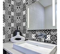 Ambiance Sticker Vinilos Autoadhesivos, Decoración de Paredes, Adhesivos de Azulejos para Baño y Cocina Azulejos de Cemento Alejo - 9 Vinilo Azulejos de 10 x 10 cm