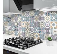 Ambiance Sticker Vinilos Autoadhesivos, Decoración de Paredes, Adhesivos de Azulejos para Baño y Cocina Azulejos de Cemento Mona - 24 Vinilo Azulejos de 10 x 10 cm