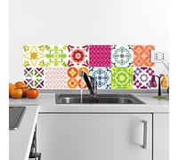 Ambiance Sticker Vinilos Autoadhesivos, Decoración de Paredes, Adhesivos de Azulejos para Baño y Cocina Élégants - 12 Vinilo Azulejos de 15 x 15 cm