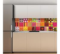 Ambiance Sticker Vinilos Autoadhesivos, Decoración de Paredes, Adhesivos de Azulejos para Baño y Cocina Losas Ethnique Kagoshima - 30 Vinilo Azulejos de 20 x 20 cm