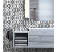Ambiance Sticker Vinilos Autoadhesivos, Decoración de Paredes, Adhesivos de Azulejos para Baño y Cocina Azulejos de Cemento Arcangel - 24 Vinilo Azulejos de 10 x 10 cm