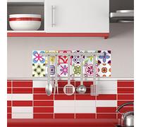 Ambiance Sticker Vinilos Autoadhesivos, Decoración de Paredes, Adhesivos de Azulejos para Baño y Cocina Arabesques - 12 Vinilo Azulejos de 10 x 10 cm