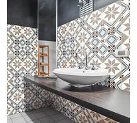 Ambiance Sticker Vinilos Autoadhesivos, Decoración de Paredes, Adhesivos de Azulejos para Baño y Cocina Baldosas de Cemento Authentiques Andrino - 9 Vinilo Azulejos de 10 x 10 cm