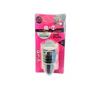 AMBICAR - Ambientador para Coche. Pack Difusor Eléctrico + Recambio RED FRUITS. Absorbe malos Olores con el Aroma Dulce a Golosina de Fresa. Esencia Natural Sin Alcohol