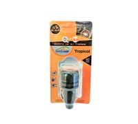 AMBICAR - Ambientador para Coche. Pack Difusor Eléctrico + Recambio TROPICAL. Absorbe malos Olores con el Exótico aroma Fresco de Melocotón. Esencia Natural Sin Alcohol