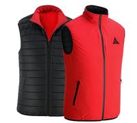 Ambick Chaleco de golf para exteriores de dos vías para hombre, chaleco acolchado reversible, chaleco ligero plegable acolchado y aislado, chaleco de abrigo resistente al agua y cálido (S, Rojo)