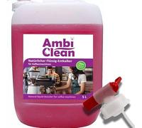 AmbiClean - Bidón descalcificador de 5 litros con vertedor para muchos electrodomésticos como cafeteras automáticas, hervidores agua, lavadoras, planchas, eliminador cal indicador color