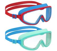 Ambienden 2 Pcs Gafas de Natación, Antivaho de Visión Clara, Protección UV, Junta de Silicona, Unisex Montura Grande Gafas Natacion Niño de 6 a 14 Años, L
