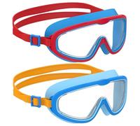 Ambienden 2 Pcs Gafas de Natación, Antivaho de Visión Clara, Protección UV, Junta de Silicona, Unisex Montura Grande Gafas Natacion Niño de 6 a 14 Años, J