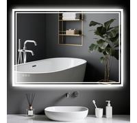 Ambienden Espejo Baño LED 100 X 70 cm con Luz • Bluetooth Antivaho - 2 Tonos Ajustables - 3 InterruptorTáctil & Memoria Función- Instalación Horizontal/Vertical (Clase Energética F)