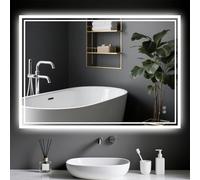 Ambienden Espejo Baño LED 70 X 50 cm con Luz • Antivaho - 3 Tonos Ajustables - Doble InterruptorTáctil & Memoria Función- Instalación Horizontal/Vertical (Clase Energética F)